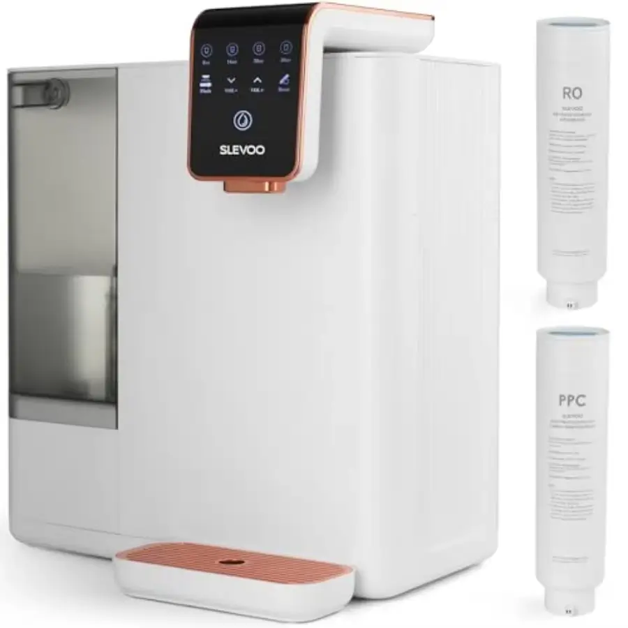 100GPD countertop reverse osmosis water filter with 5-stage RO water filtration system, real-time TDS display and 4L water tank for home drinking water purification